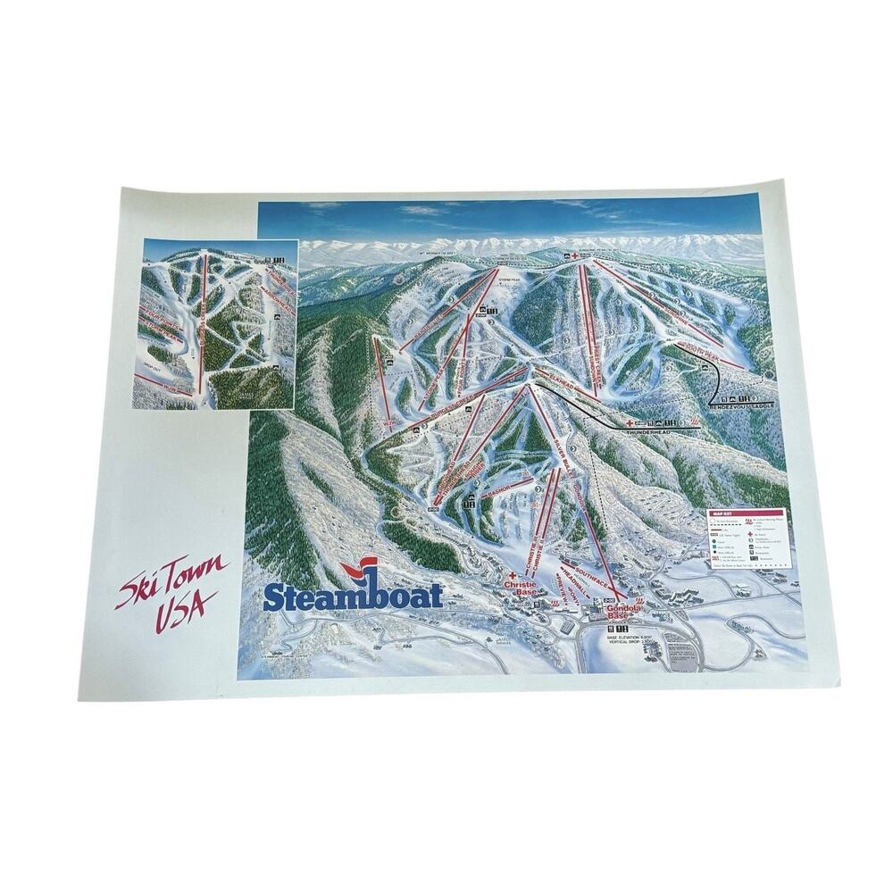 VTG (?)‎ Steamboat CO Ski Town Map Original Poster Colorado Resort Snow Tourist
